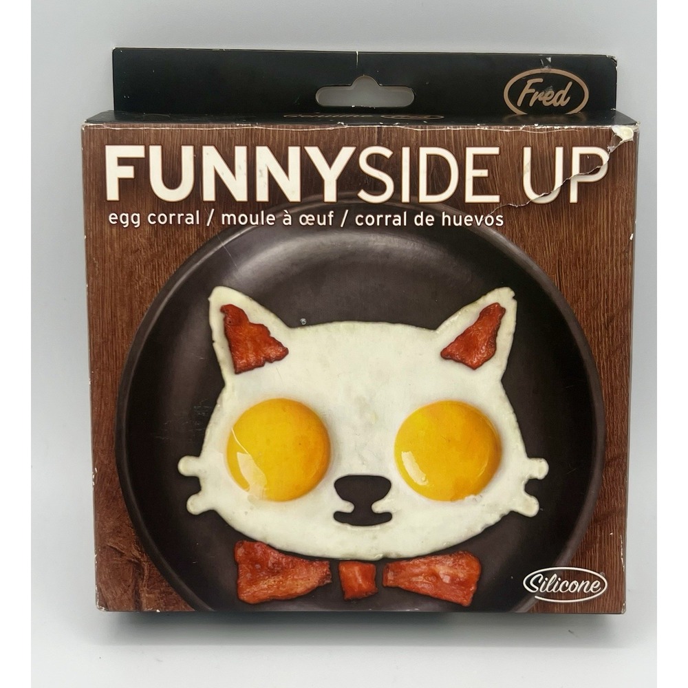 Fred Funny Side Up Cat Face "Just Kitten" Silicone Egg Mold New Boxed